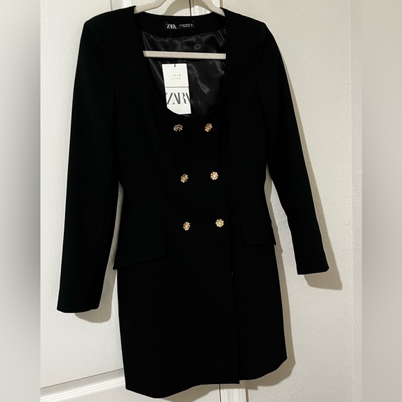 Zara Dresses & Skirts - Zara Jewel Button Blazer Dress